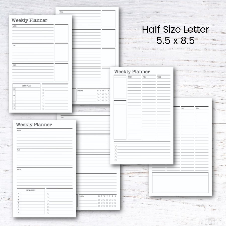Free Printable Half-Size Weekly Planner — Krafty Planner throughout Free Half Letter Planner Printables