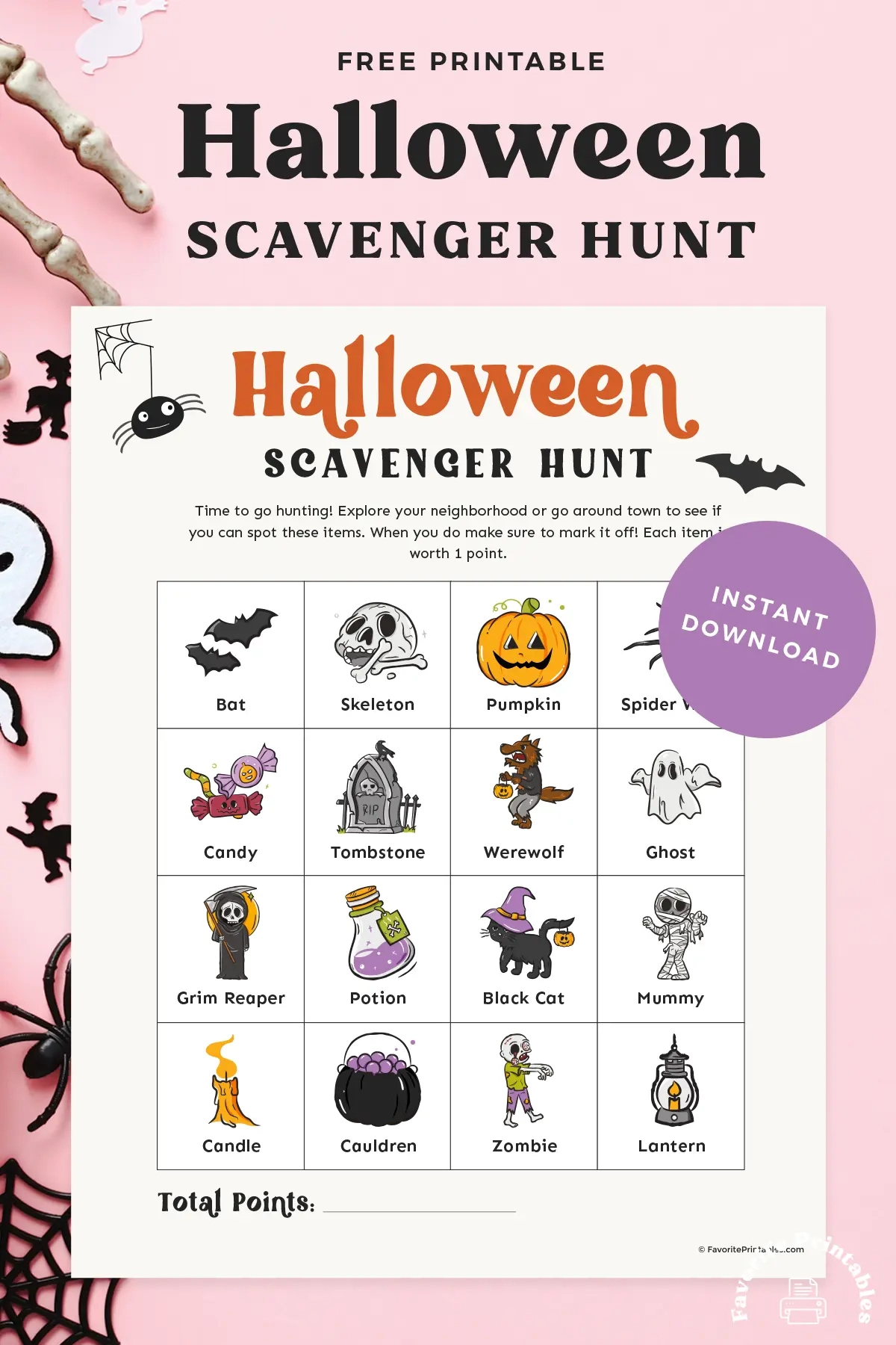 Free Printable Halloween Scavenger Hunt- Favorite Printables intended for Halloween Scavenger Hunt Free Printable