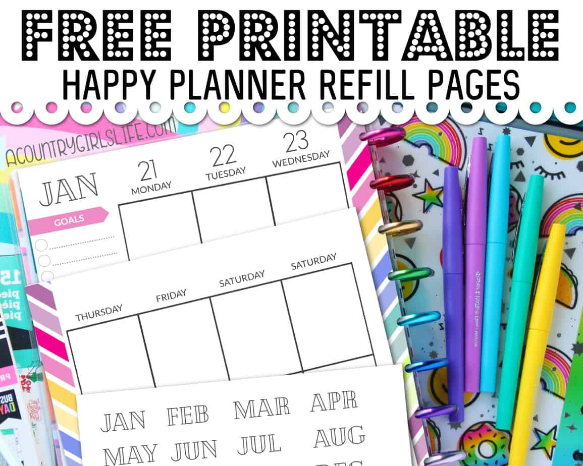 Free Printable Happy Planner Refill Pages {Classic Sized} - A regarding Free Mini Happy Planner Printable Inserts