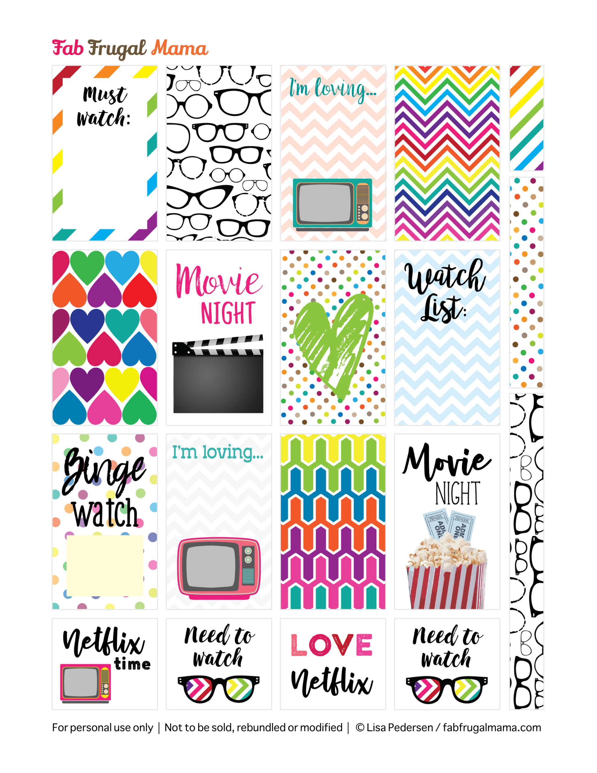 Free Printable Happy Planner Tv &amp;amp; Movie Stickers - Fab Frugal Mama regarding Happy Planner Stickers Free Printable