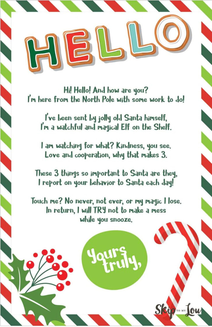 Free Printable Elf on the Shelf Arrival Letter