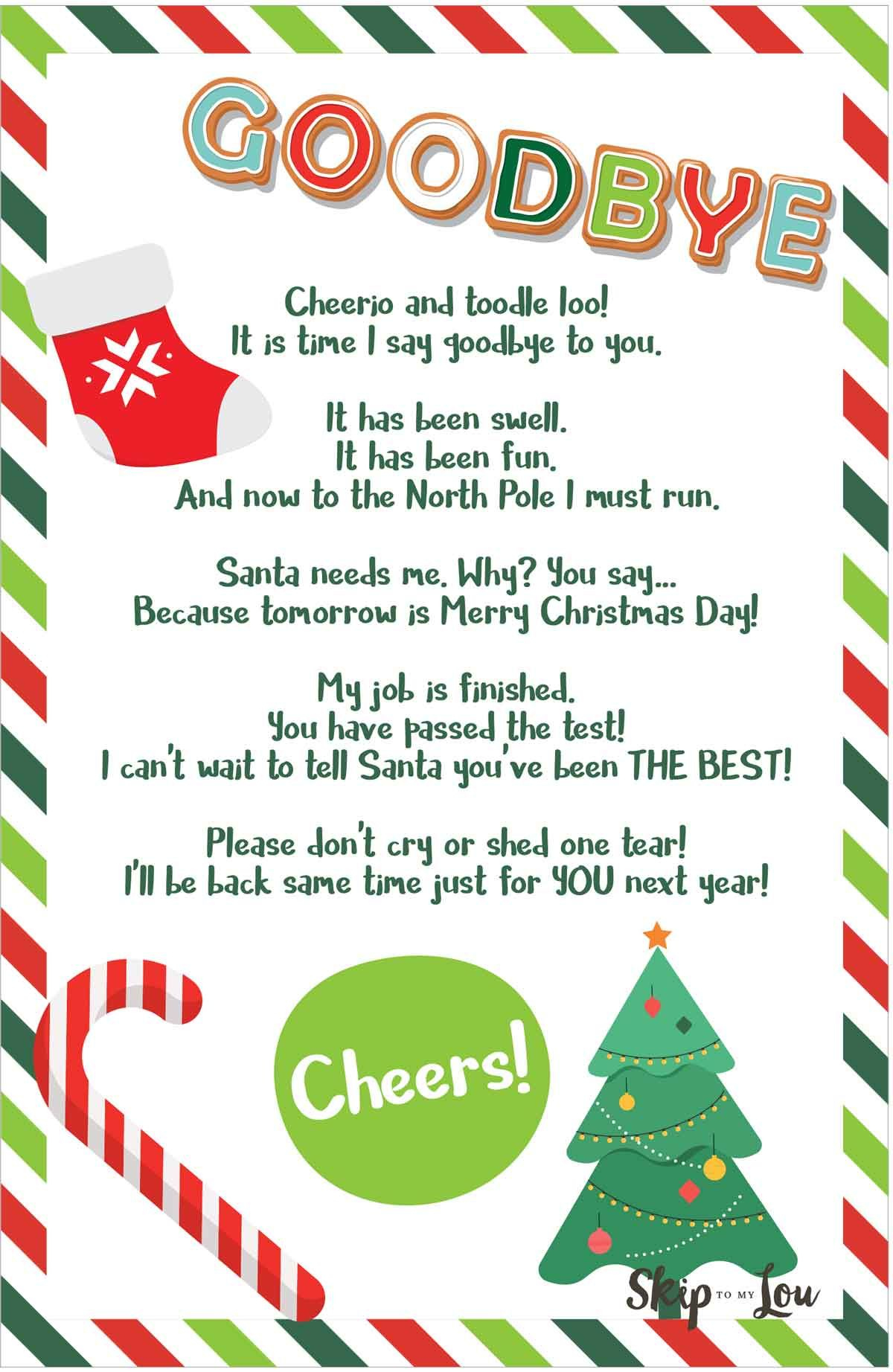 Free Printable Hello And Goodbye Elf Letters | Skip To My Lou with regard to Goodbye Letter From Elf Free Printable