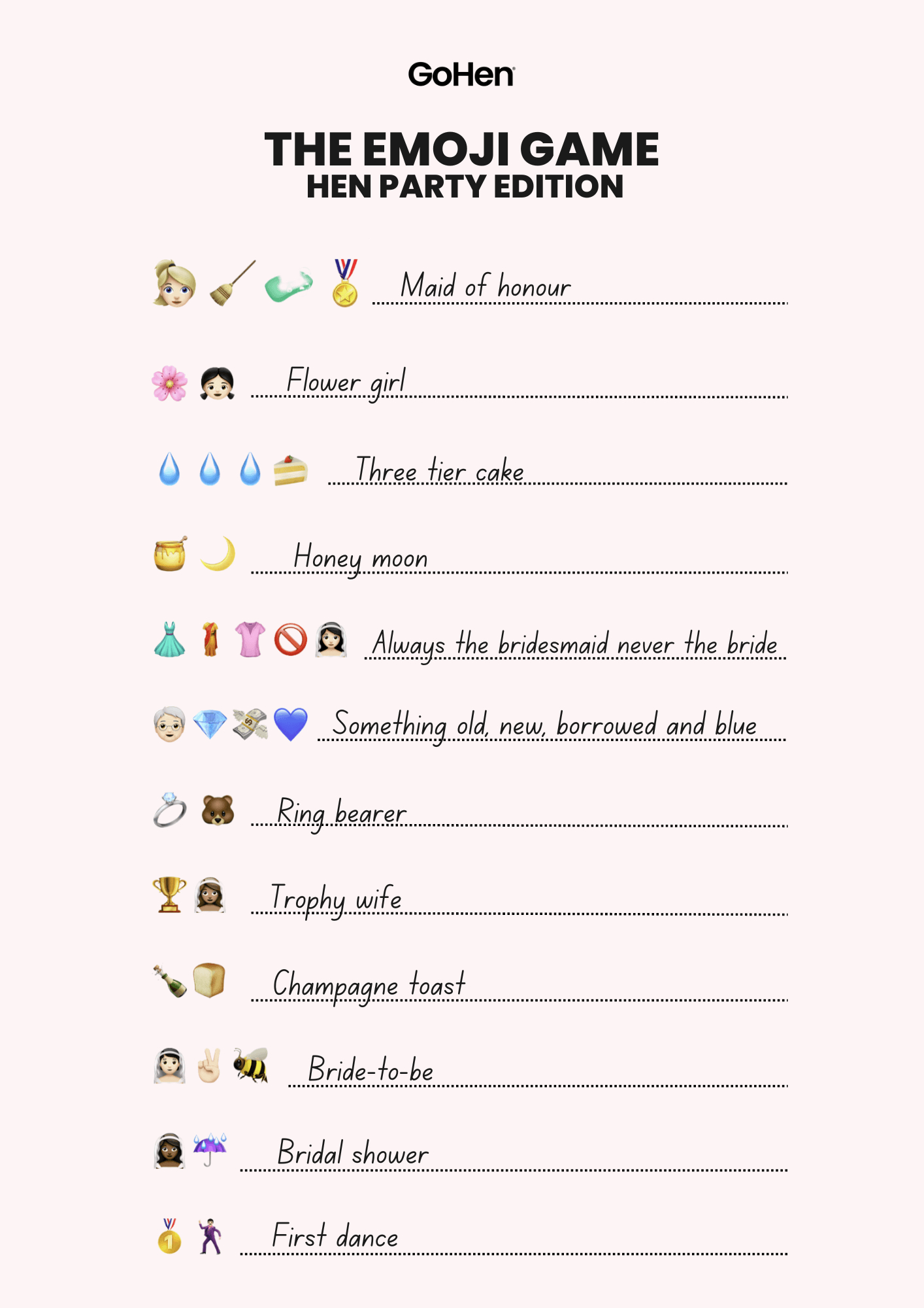 Free Printable Hen Party Emoji Game - Gohen intended for Free Printable Hen Party Games Uk