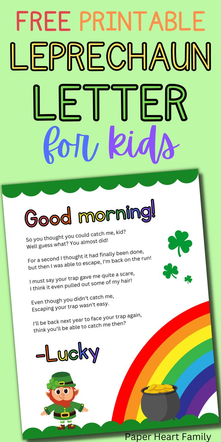 Free Printable Leprechaun Letter For Kids in Letter From Leprechaun Free Printable