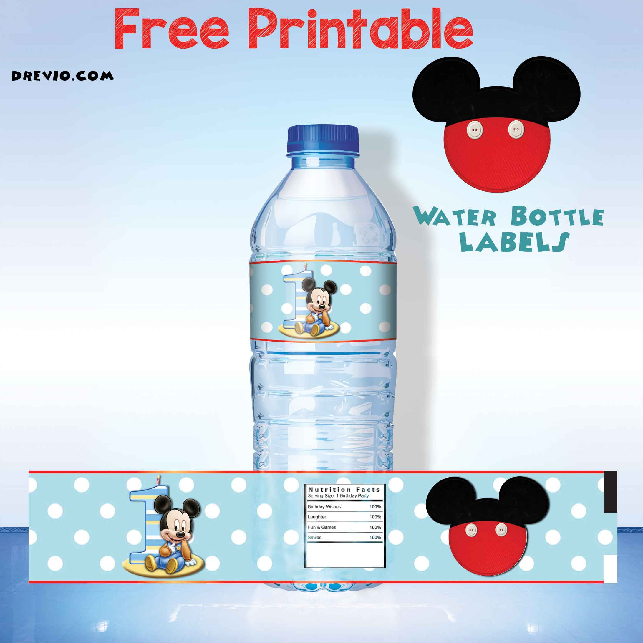 Free Printable Mickey Mouse Water Bottle Label - Download Hundreds pertaining to Free Printable Mickey Mouse Water Bottle Labels