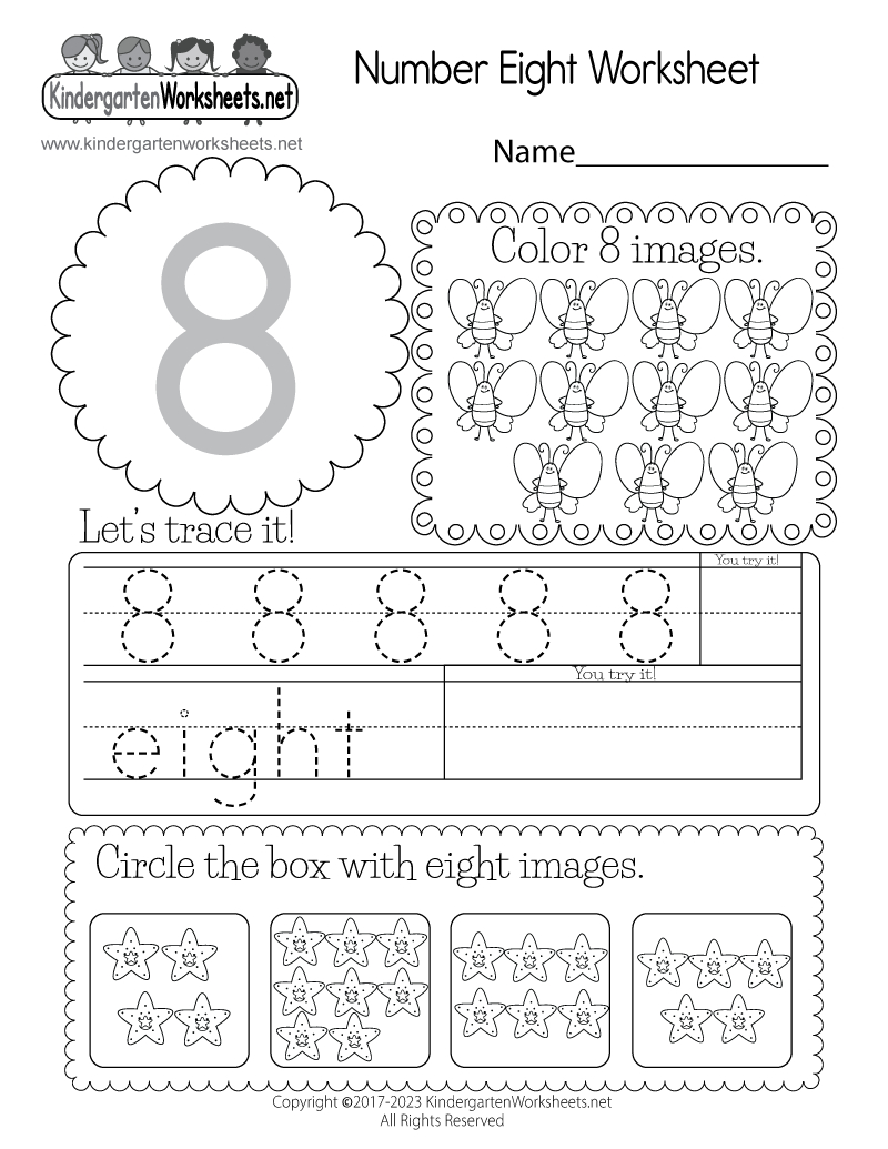 Free Printable Number Eight Worksheet regarding Number Eight Worksheet Printable