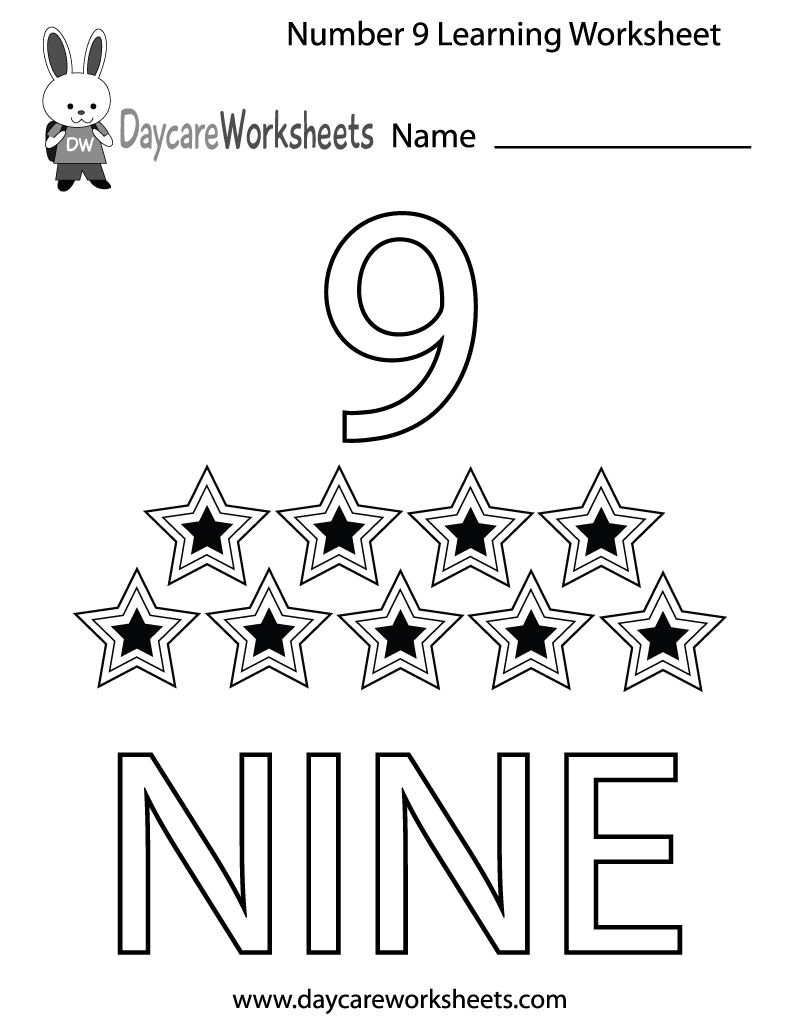 Free Printable Number Nine Learning Worksheet For Preschool throughout Number Nine Worksheet Printable