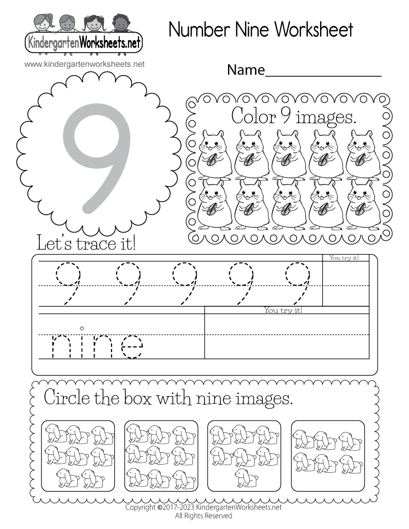 Free Printable Number Nine Worksheet regarding Number Nine Worksheet Printable