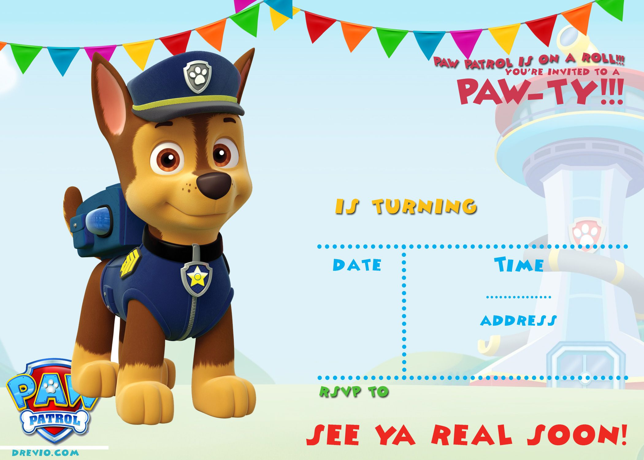 Free Printable Paw Patrol Invitation Template – All Characters pertaining to Free Paw Patrol Printable Birthday Invitations