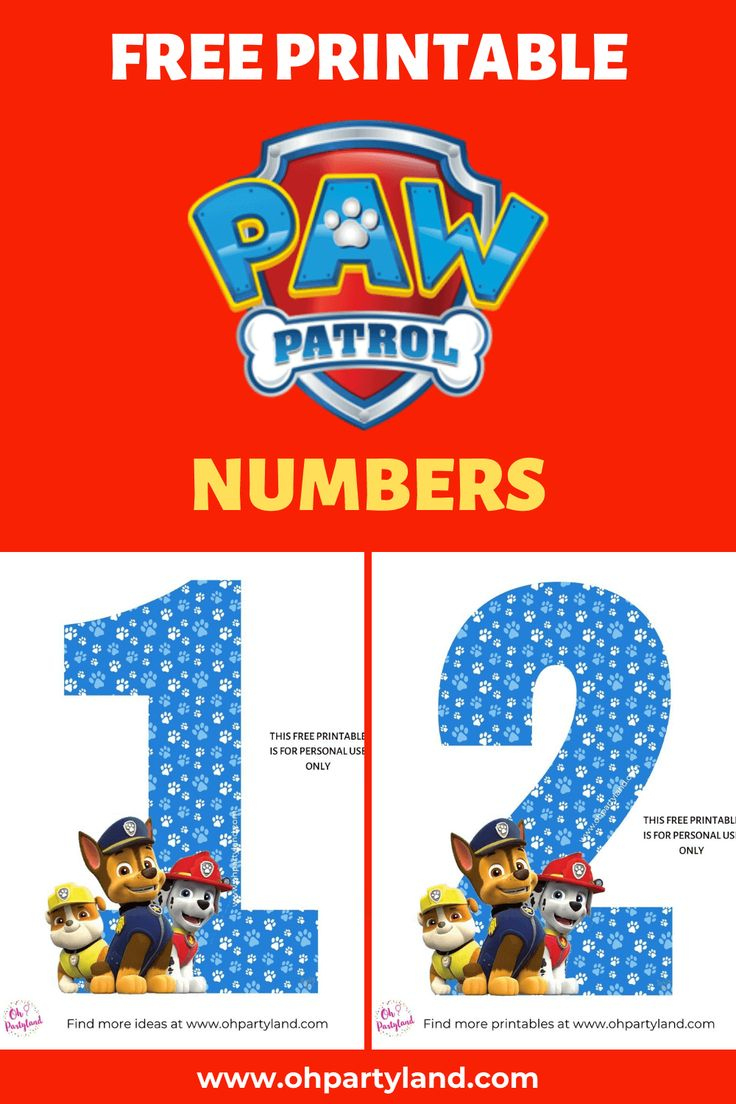 Free Printable Paw Patrol Numbers intended for Paw Patrol Party Free Printables