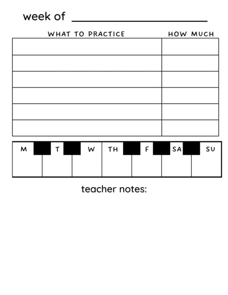 Free Printable Piano Practice Chart