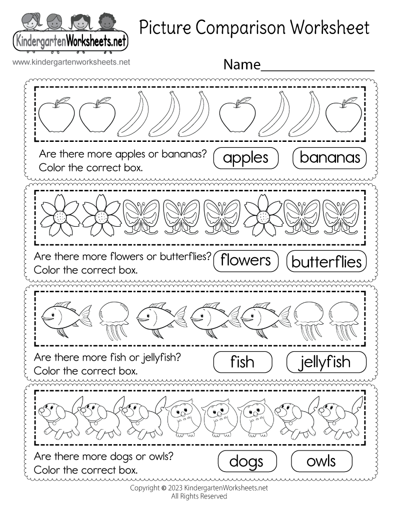 Free Printable Picture Comparison Worksheet throughout Picture Comparison Worksheet Printable