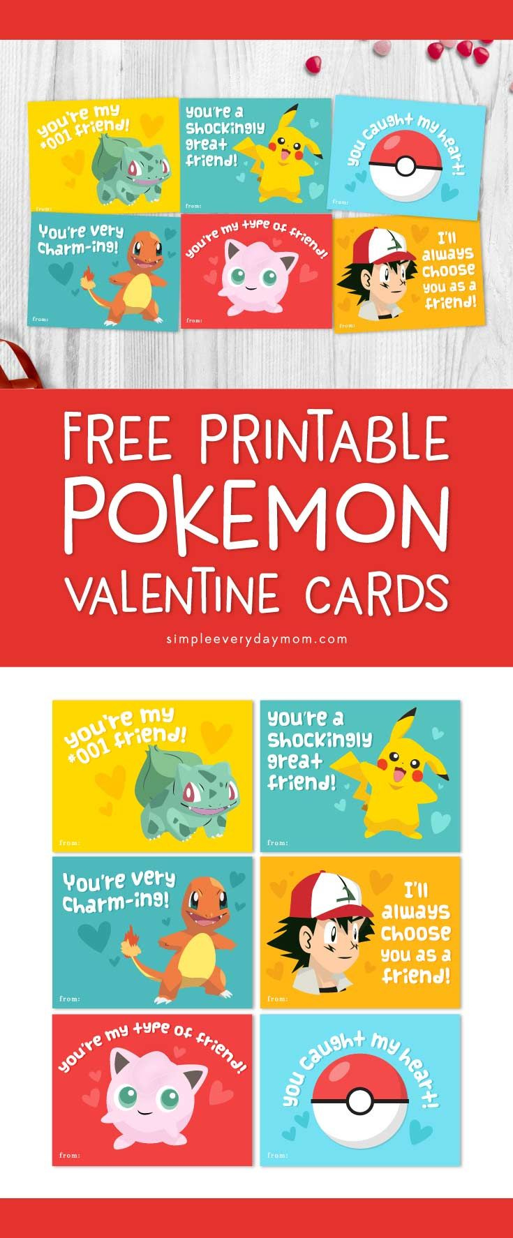 Free Printable Pokemon Valentines Cards For Kids throughout Free Pokemon Valentine Printables