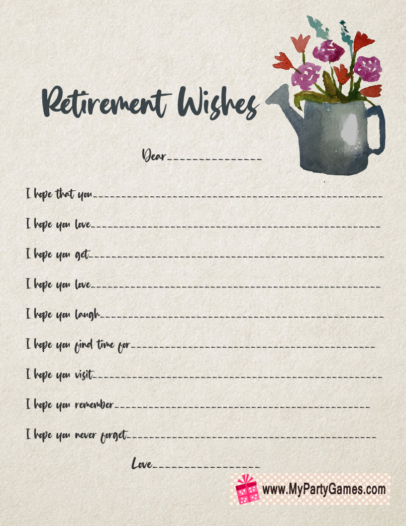 Free Printable Retirement Wishes Game Cards for Printable Free Printable Retirement Games