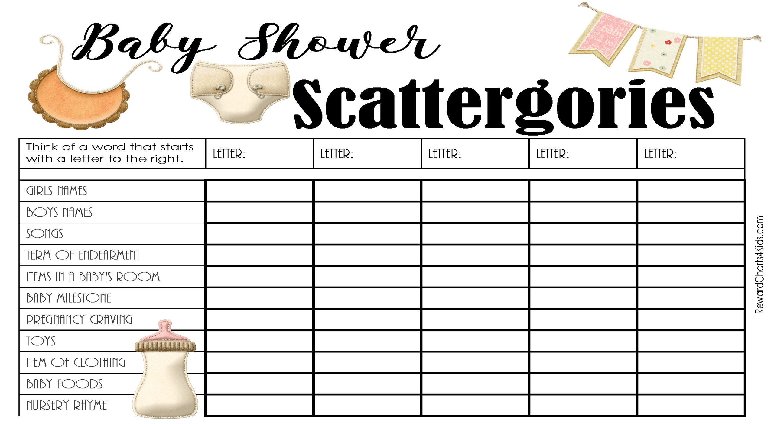 Free Printable Scattergories Lists | Instant Download with regard to Free Printable Scattergories Sheets