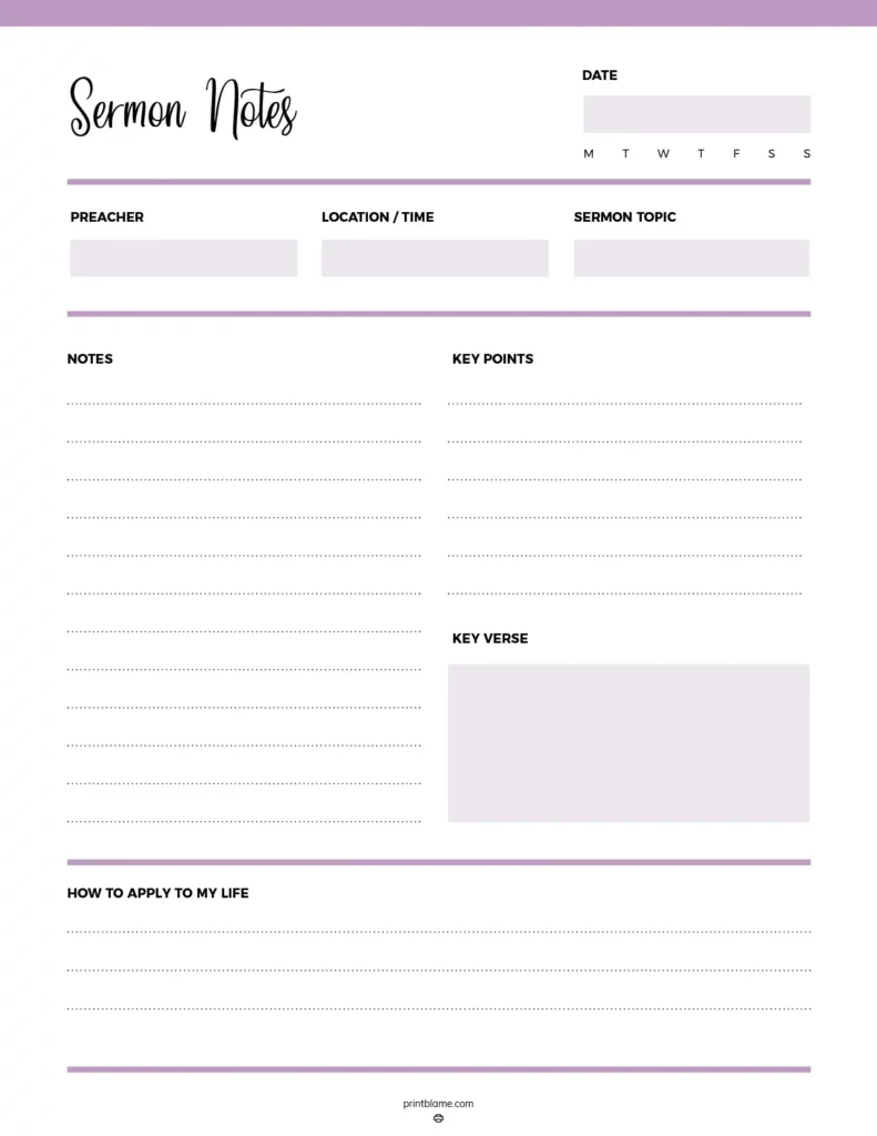 Free Printable Sermon Notes Templates - Pdf Download for Free Printable Sermon Notes For Adults