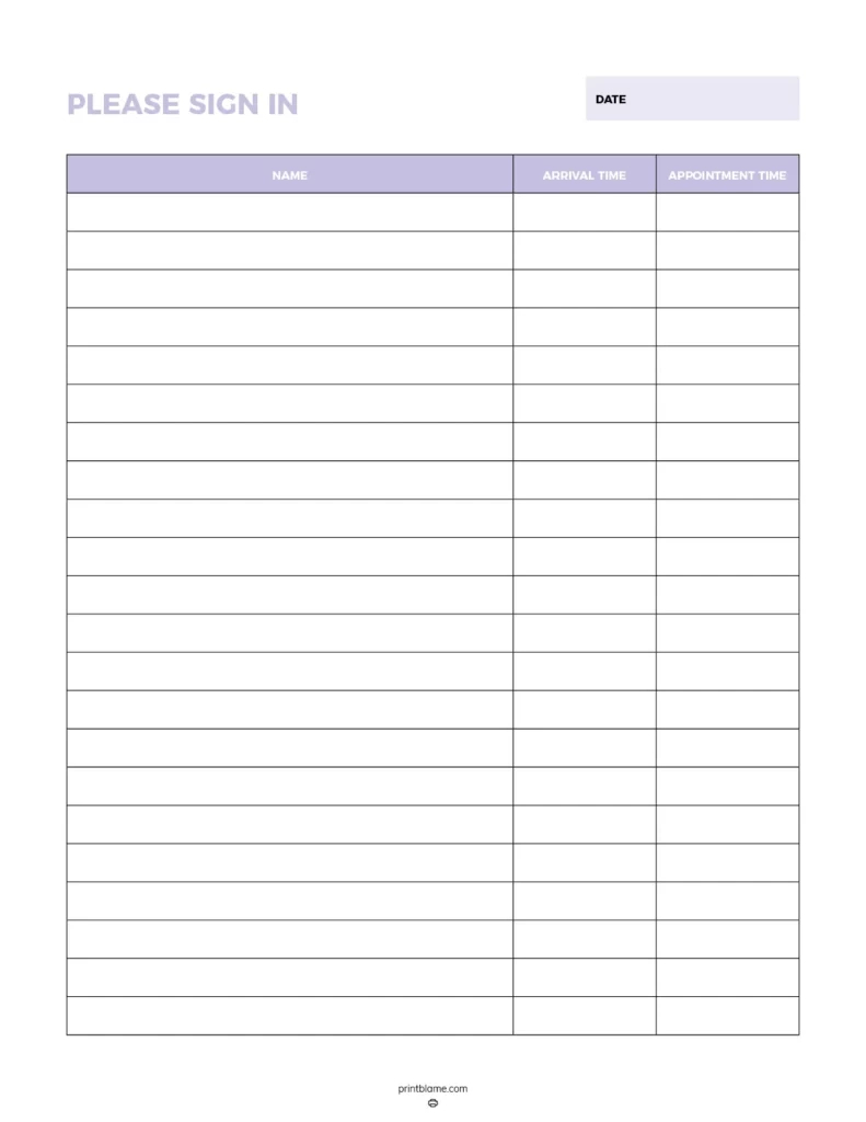 Free Printable Sign In Sheets - 24 Sign In Sheet Pdfs with Free Printable Sign in Sheet Template