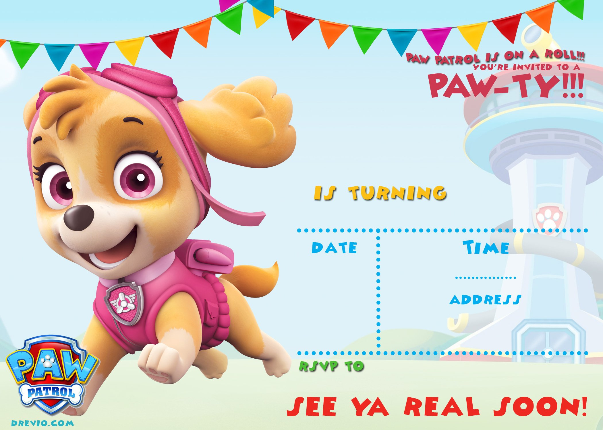Free-Printable-Skye-Paw-Patrol-Invitation-Template intended for Free Paw Patrol Printable Birthday Invitations