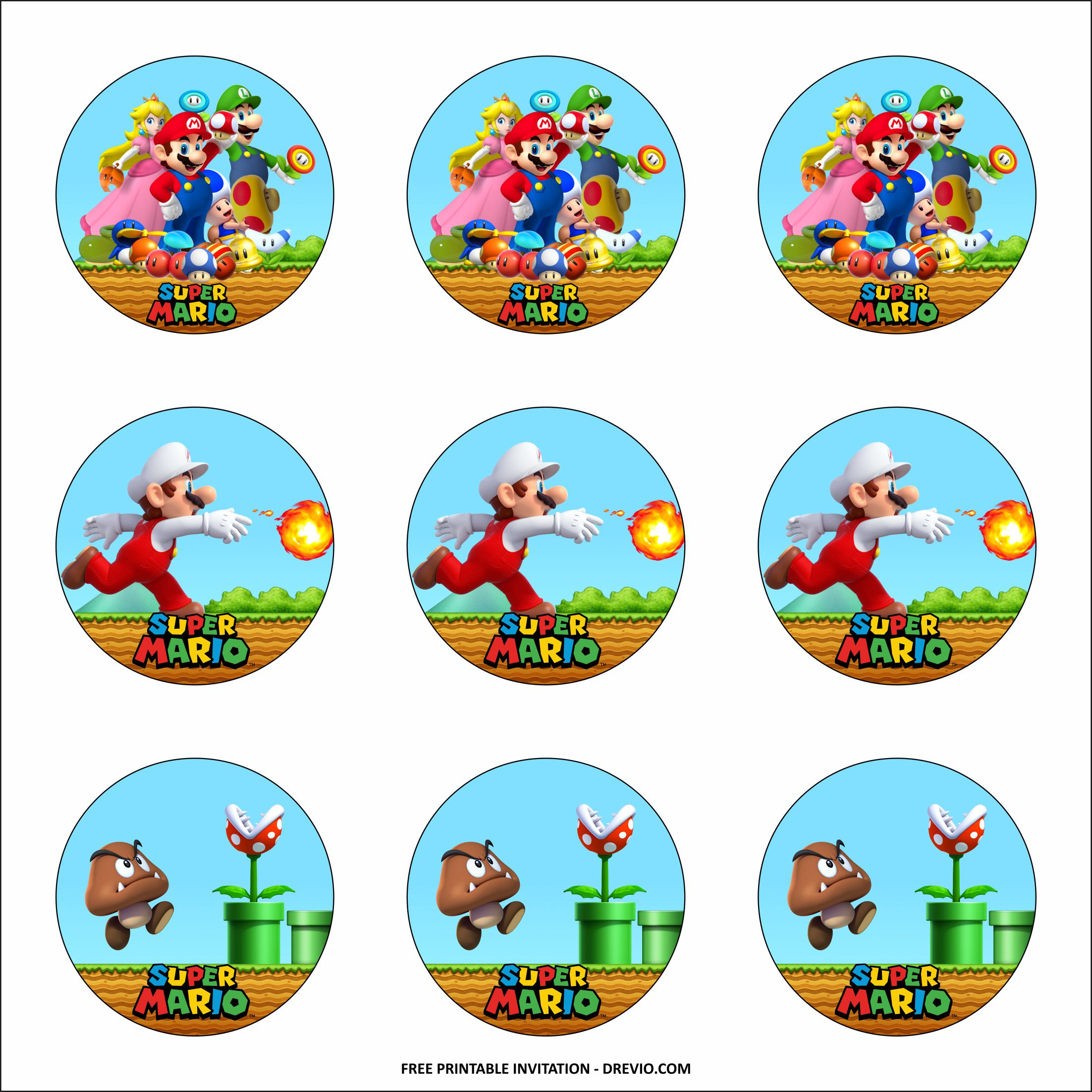 Free Printable) - Super Mario Themed Birthday Party Kits Template in Super Mario Party Printables Free