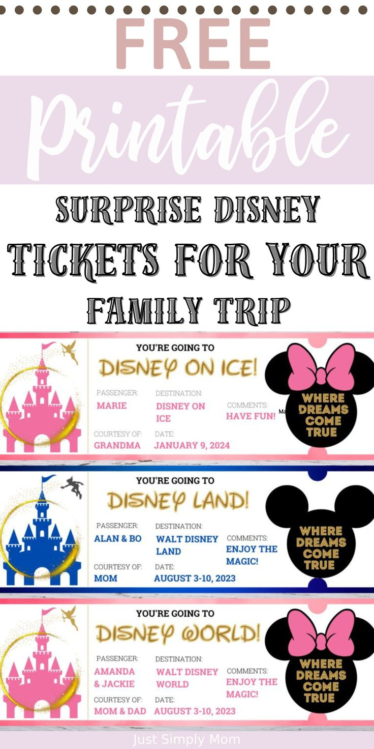 Free Printable Surprise Disney Tickets throughout Free Printable Disneyland Ticket Template