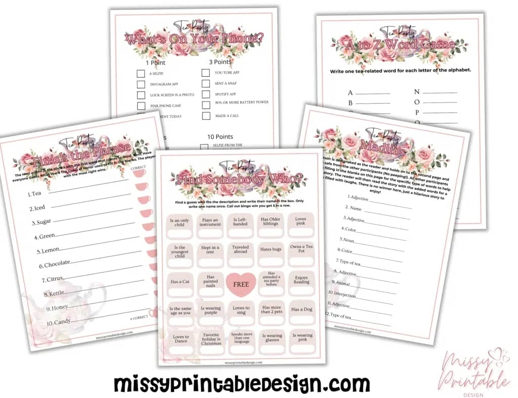 Free Printable Tea Party Games - Missyprintabledesign regarding Free Printable Tea Party Games
