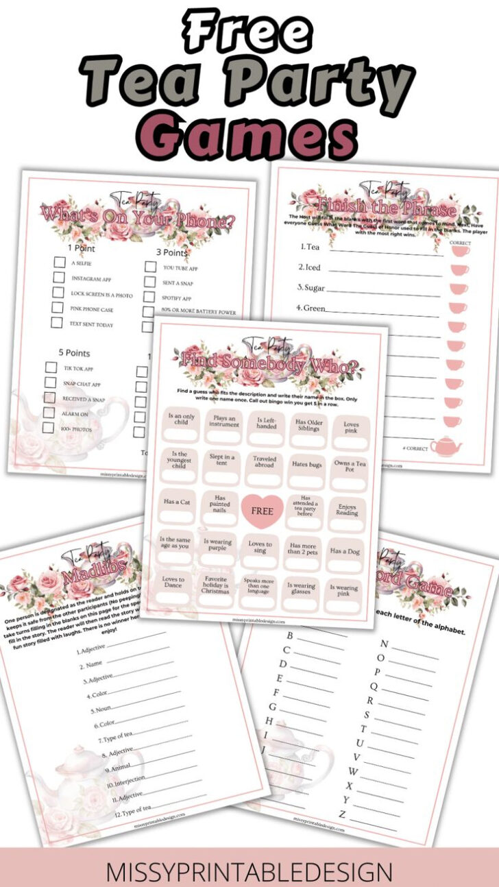 Free Printable Tea Party Games For Adults