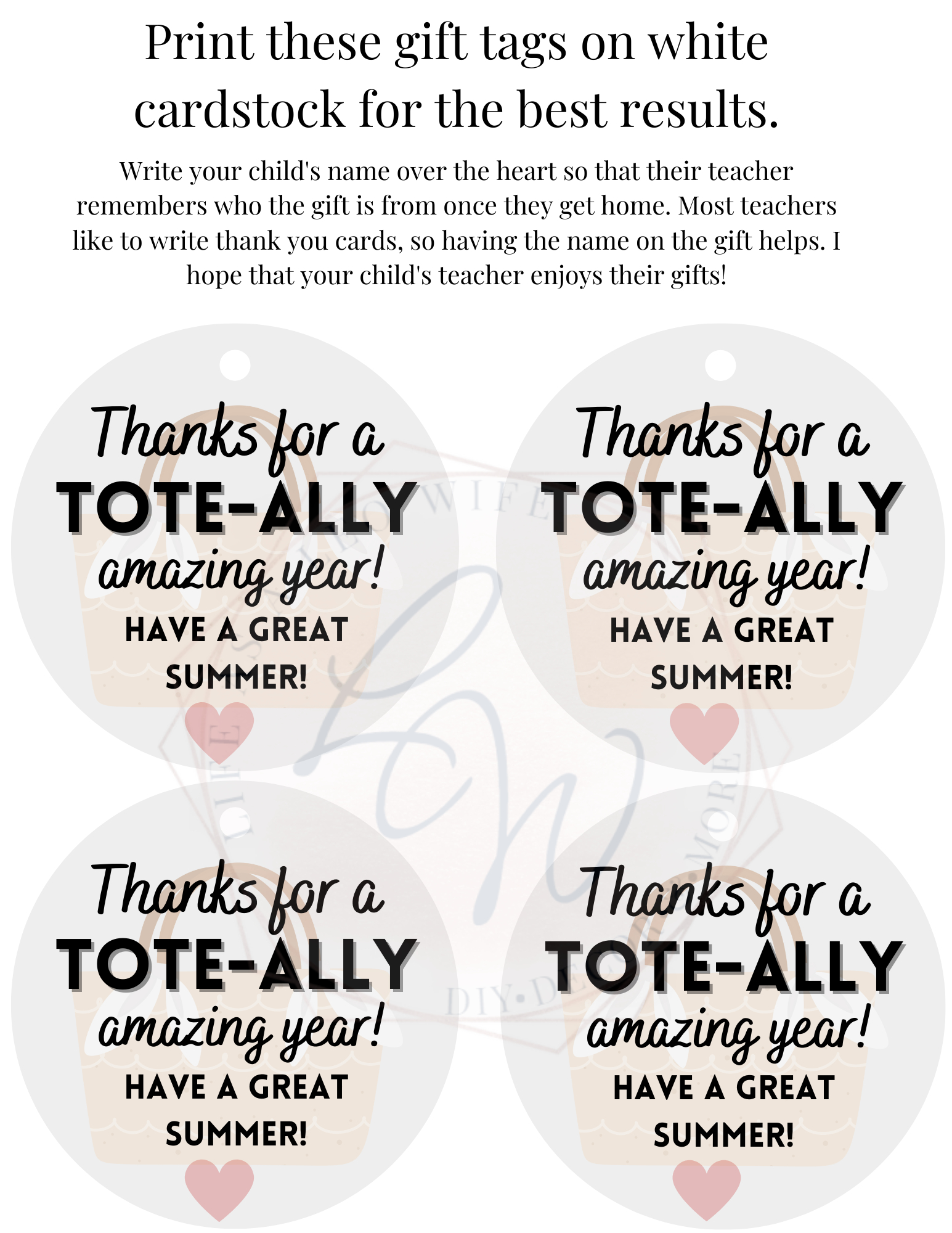 Free Printable Teacher Gift Tags &amp;amp; End Of The Year Gift Ideas in End of Year Teacher Gift Tags Free Printable