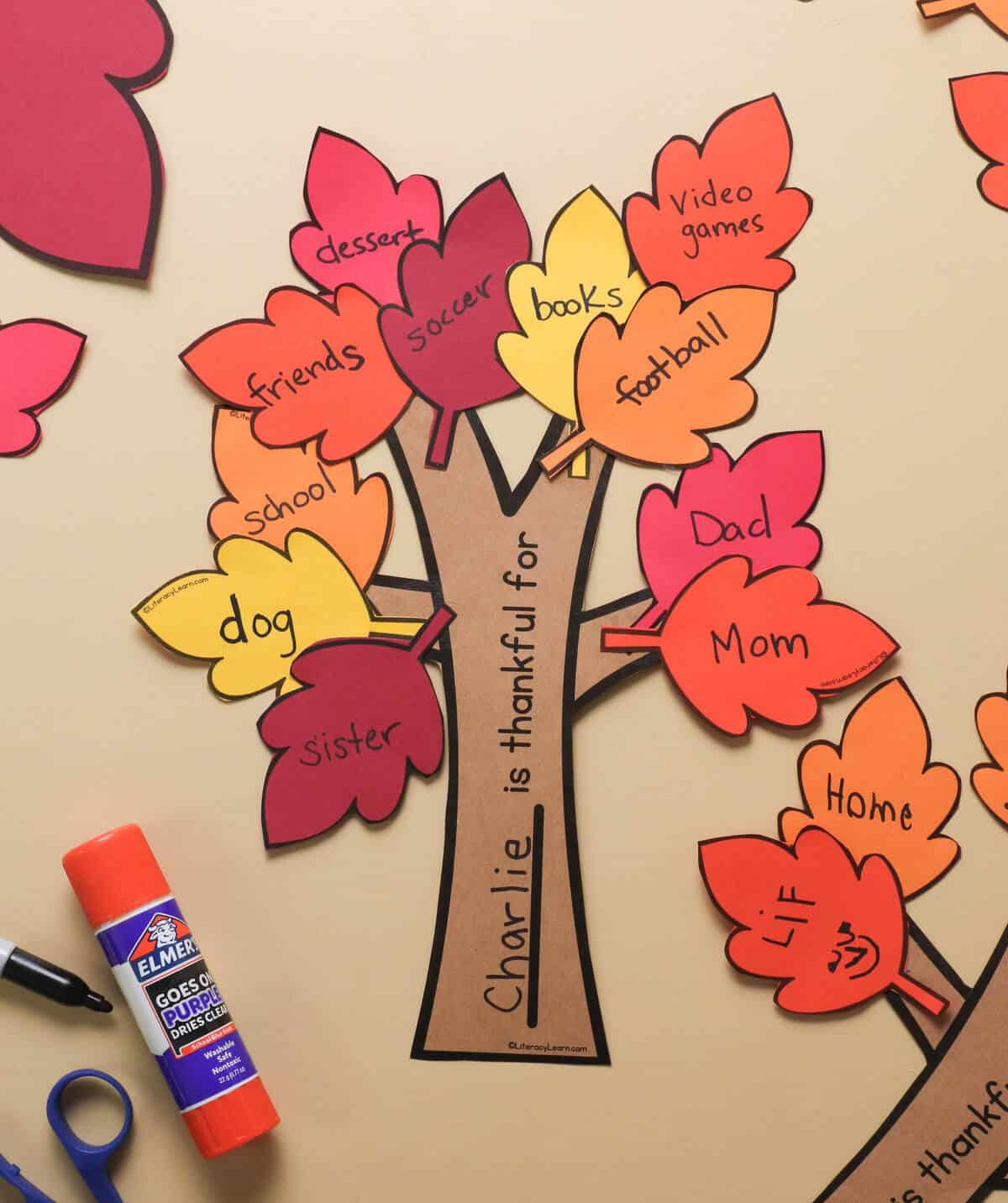 Free Printable Thankful Tree With Leaves - Literacy Learn inside Free Printable Thankful Tree