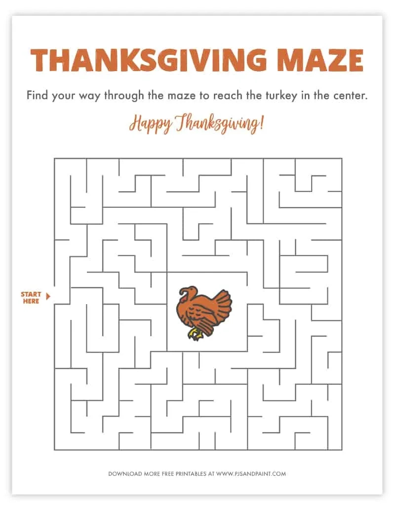 Free Printable Thanksgiving Maze - Thanksgiving Games And Activities throughout Free Printable Thanksgiving Mazes