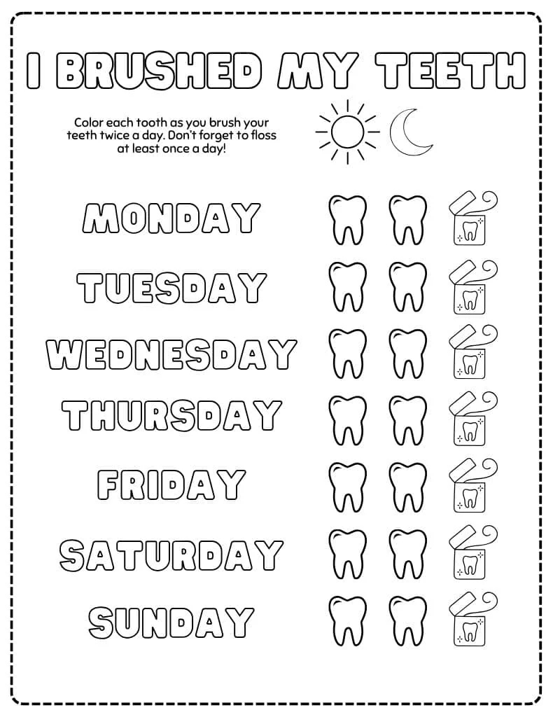 Free Printable Toothbrushing Chart For Kids with regard to Free Printable Teeth Brushing Chart