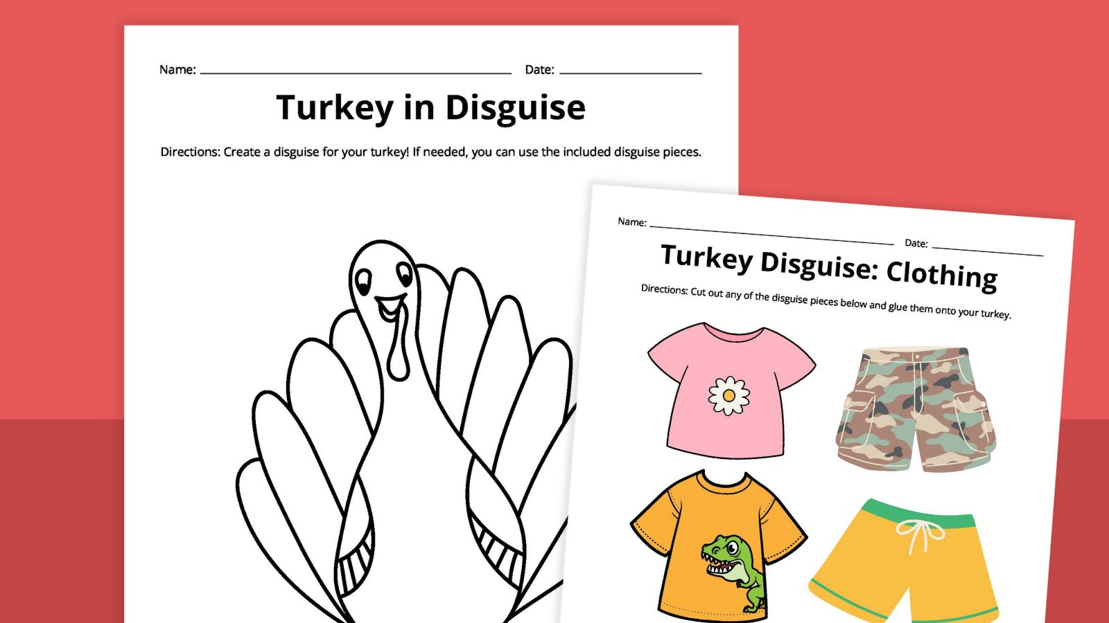 Free Printable Turkey Disguise Template Thanksgiving Activity for Free Printable Turkey In Disguise Printable Outfits