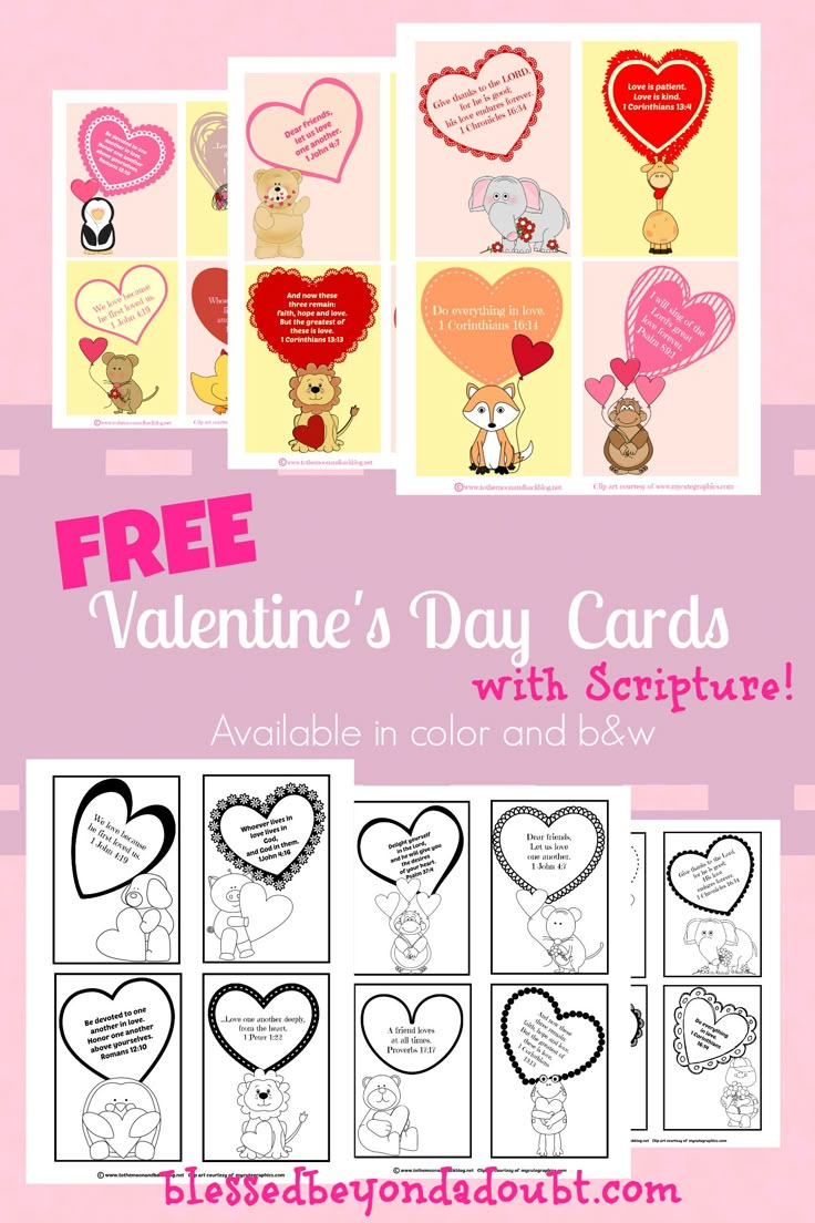 Free Printable Valentine Cards: Kids Bible Verse Cards - Blessed throughout Free Printable Christian Valentine Cards