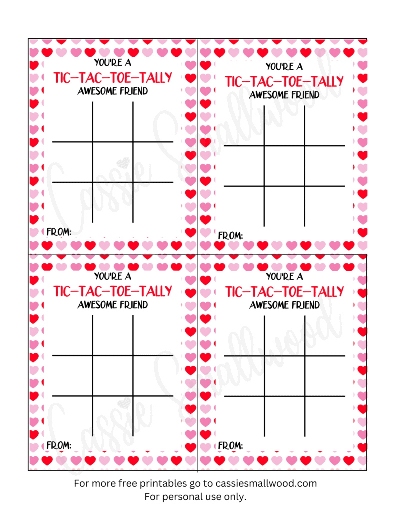 Free Printable Valentine Tic Tac Toe Games - Cassie Smallwood with regard to Valentine Tic Tac Toe Free Printable
