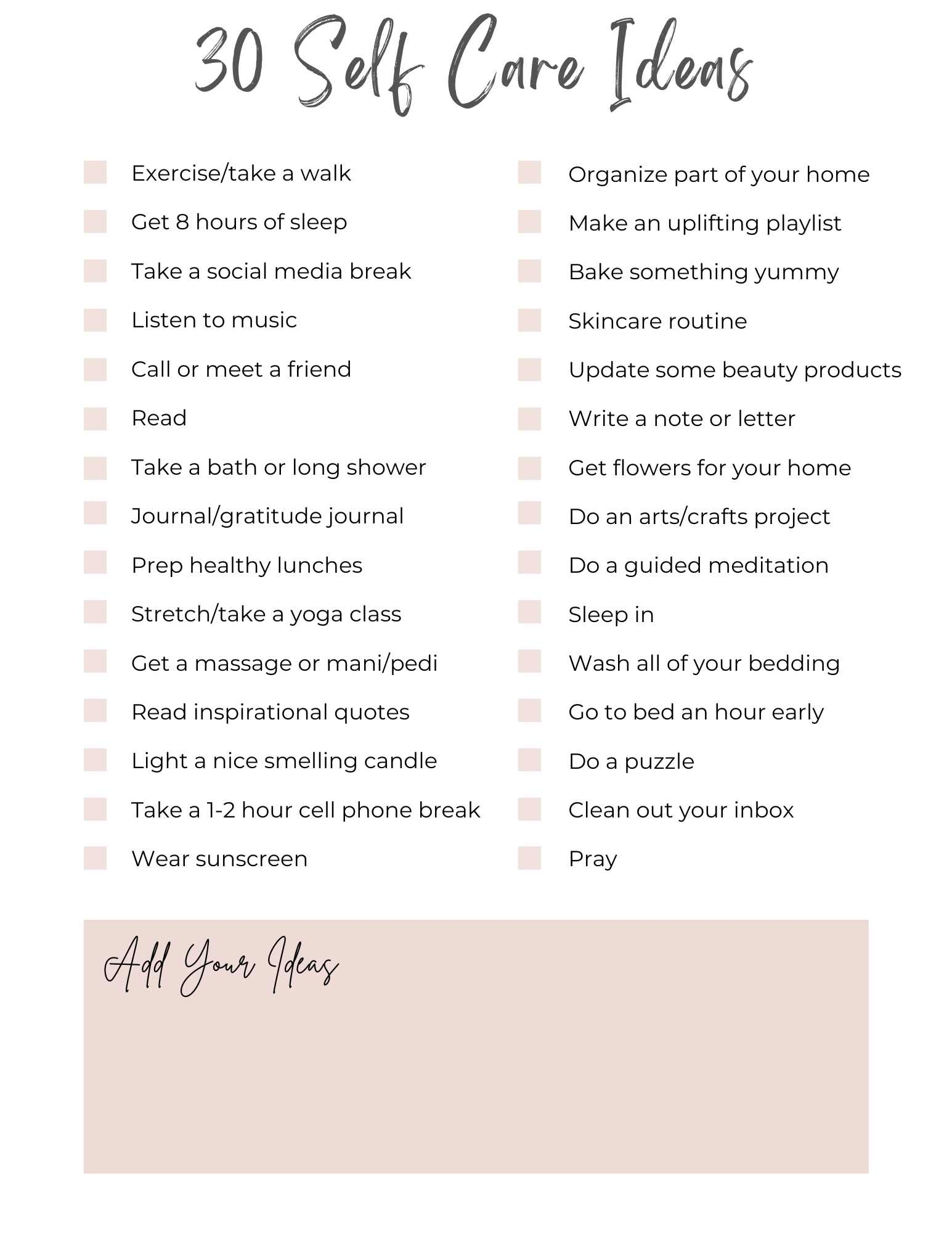 Free Printable Weekly Self-Care Checklist {Customizable} regarding Free Self Care Printables