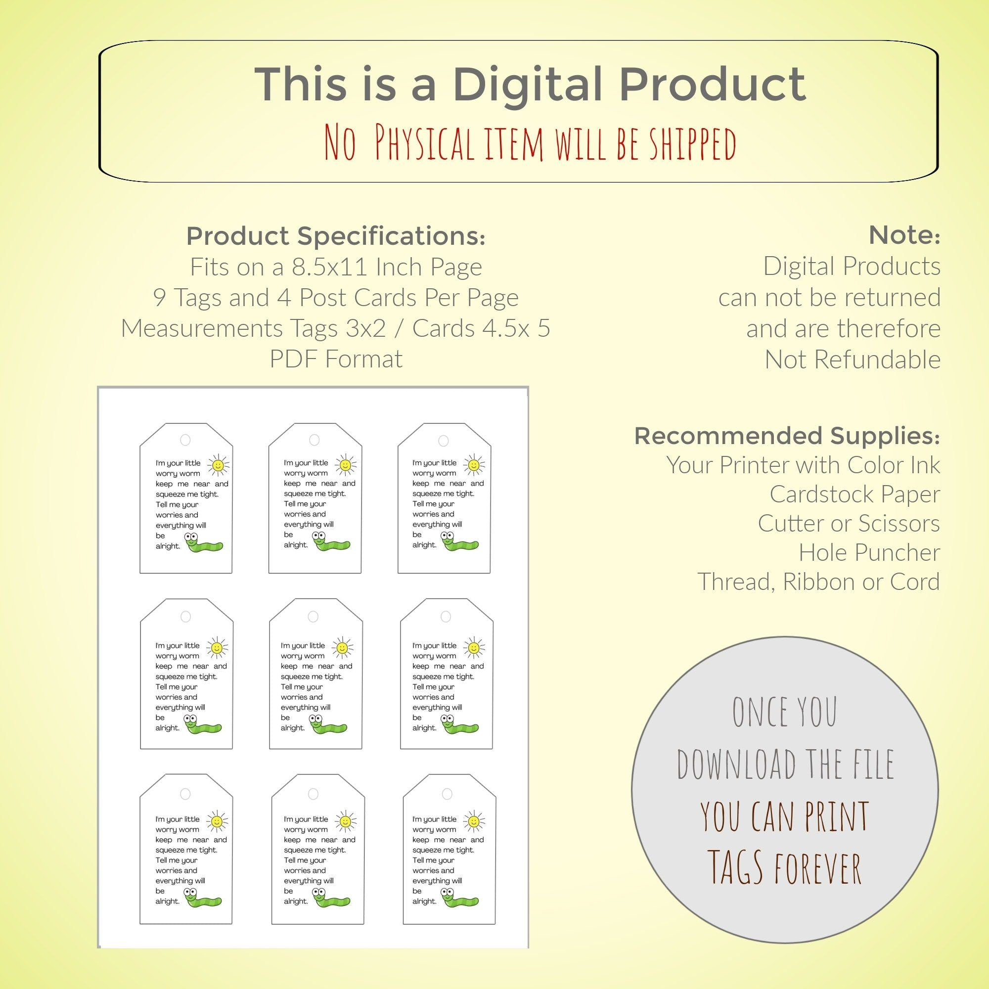 Free Printable Worry Worm Tags - Printable Party Favors with regard to Free Printable Worry Worm Poem