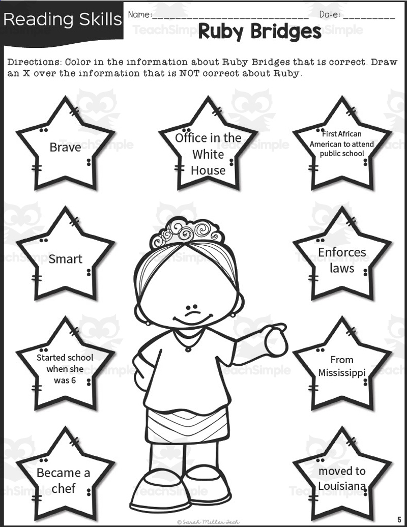 Free Ruby Bridges Worksheet, Download Free Ruby Bridges Worksheet with Free Printable Ruby Bridges Activities For Kindergarten