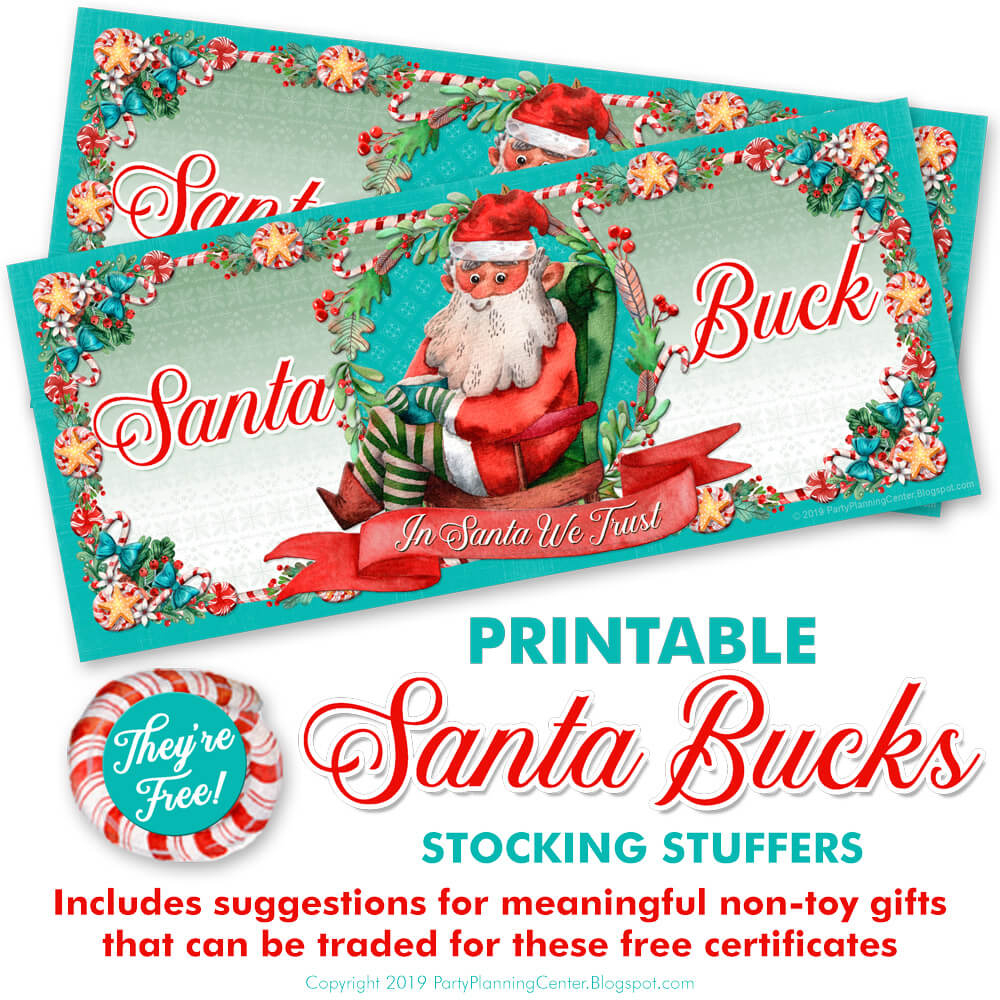 Free Santa Bucks: Give Experiences Instead Of Gifts regarding Free Printable Santa Bucks
