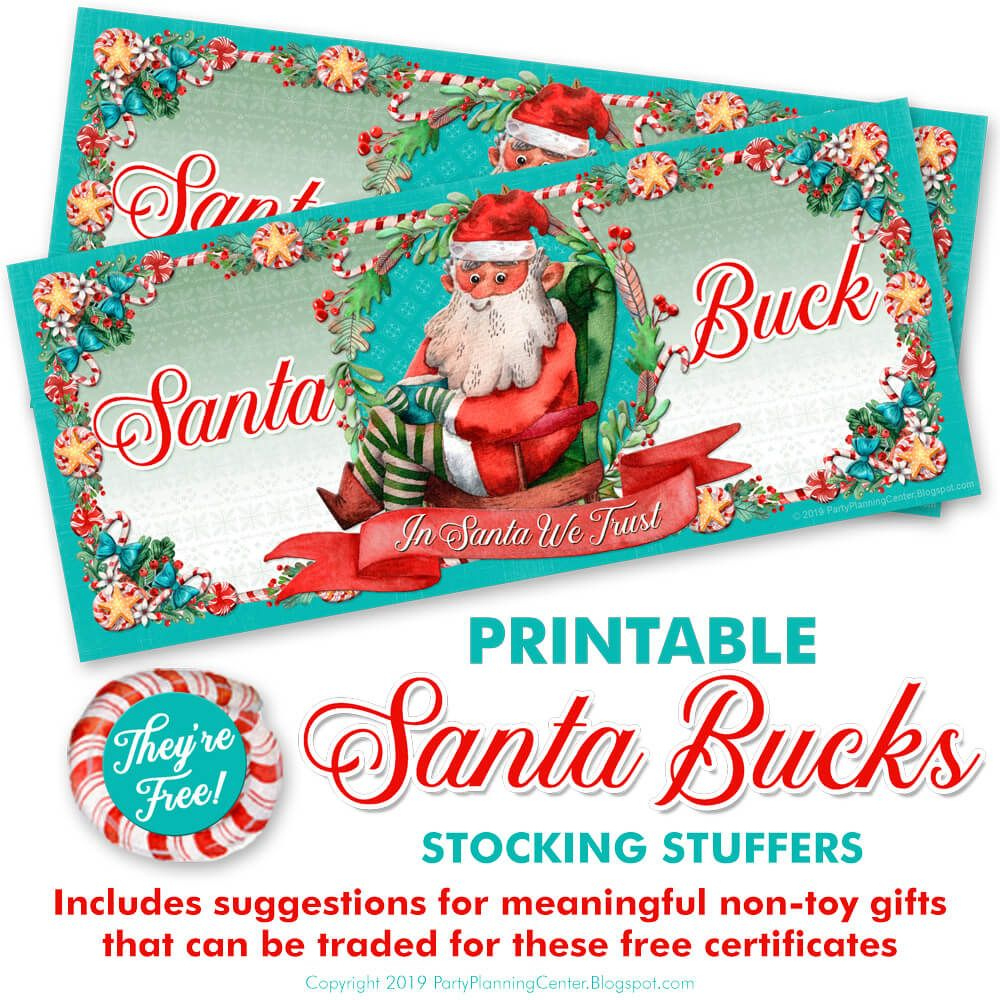 Free Santa Bucks: Give Experiences Instead Of Gifts regarding Free Printable Santa Money