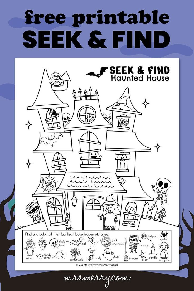Free Seek &amp;amp; Find | Hidden Objects | Haunted House Printable | Mrs for Halloween Seek and Find Picture Printables