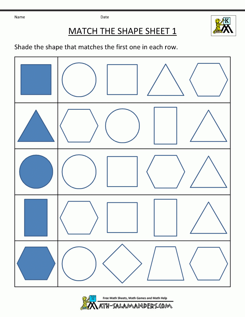 Free Shape Worksheets Kindergarten inside Free Printable Shape Worksheet