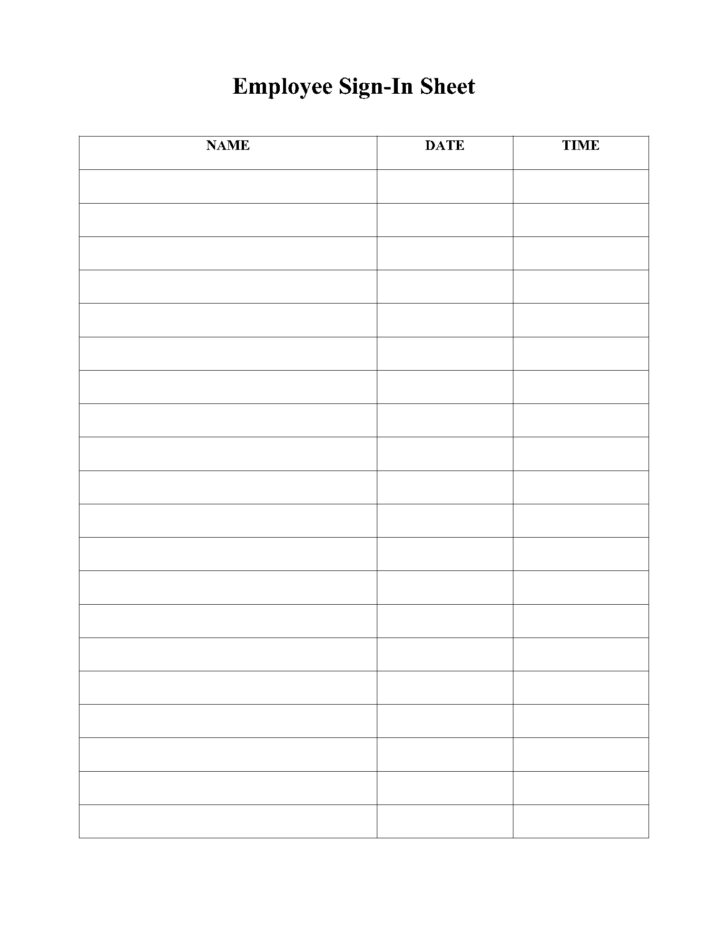 Free Printable Sign in Sheet Template