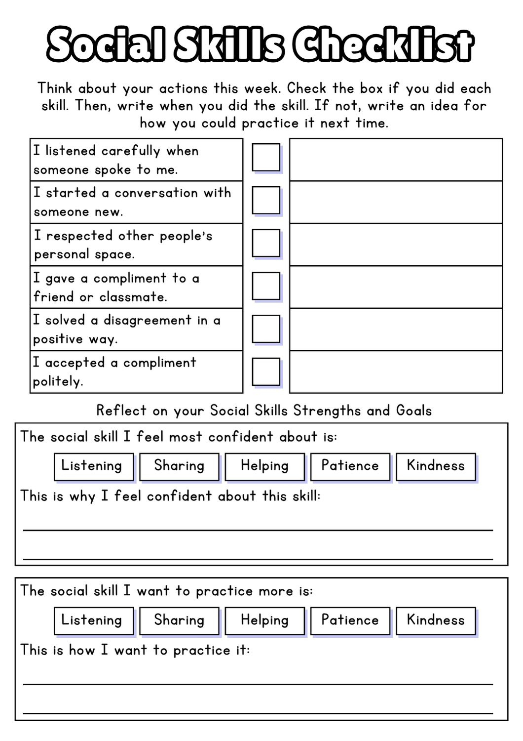 Free Social Skills Worksheets (2025) intended for Free Printable Social Skills Worksheets