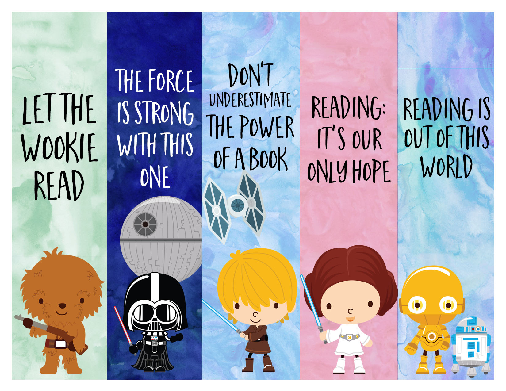 Free Star Wars Printable Bookmarks! intended for Star Wars Bookmarks Printable