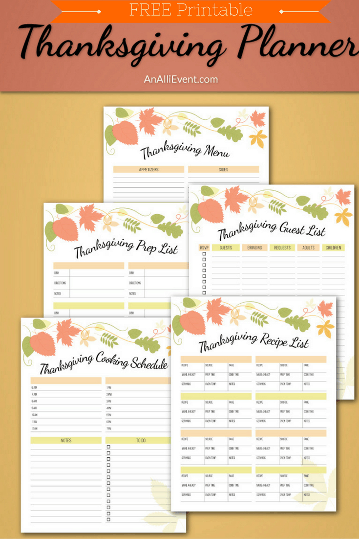 Free Thanksgiving Planner Printable - An Alli Event inside Free Printable Thanksgiving Planner