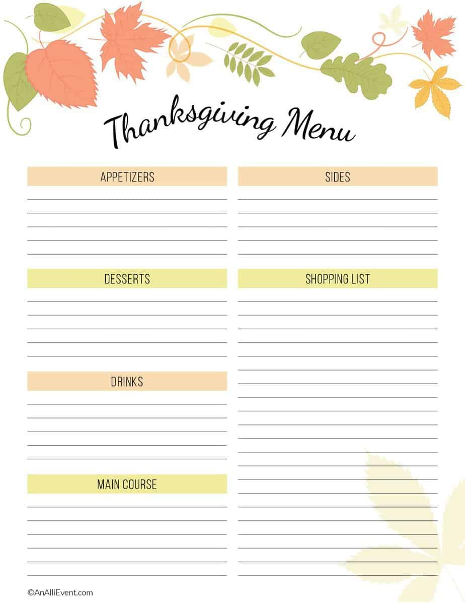 Free Thanksgiving Planner Printable - An Alli Event throughout Free Printable Thanksgiving Planner
