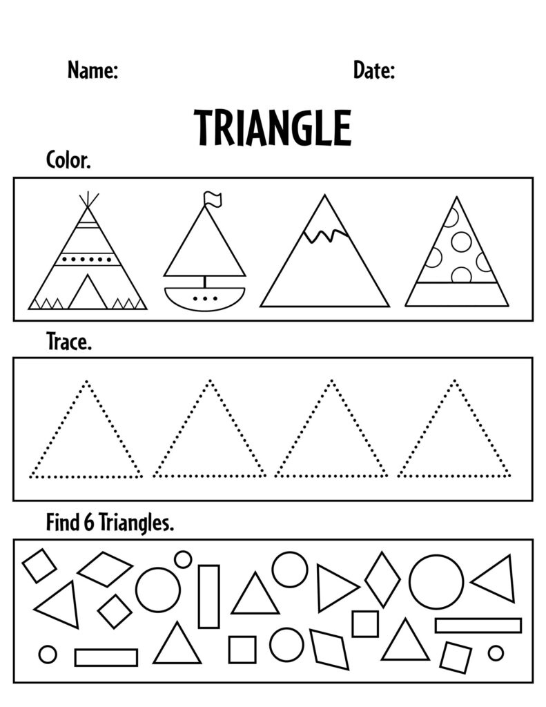 Free Triangle Worksheets For Preschool! ⋆ The Hollydog Blog with Free Printable Triangle Worksheet