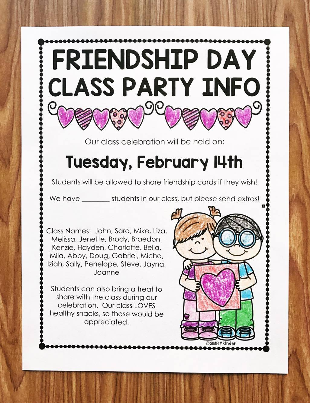 Free Valentine&amp;#039;S Day Letter - Simply Kinder intended for Printable Classroom Party Letter to Parents Template