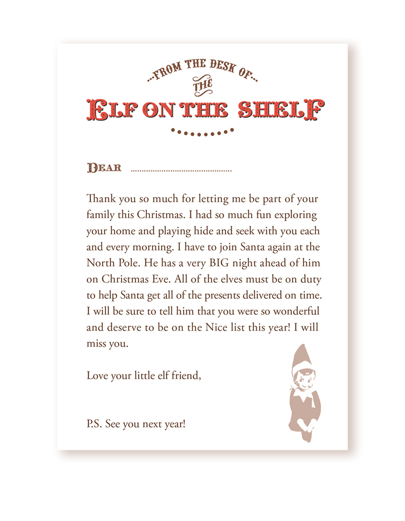Freebie} Your Very Own Goodbye Letter From The Elf On The Shelf in Goodbye Letter From Elf Free Printable