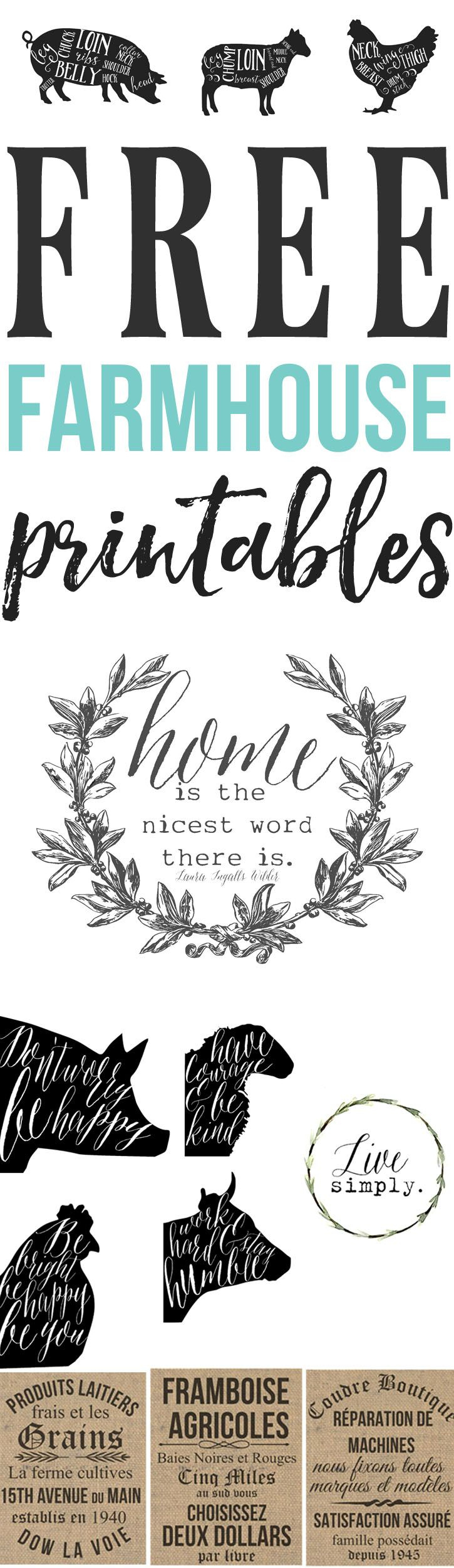 French Farmhouse Printables Wall Decor regarding Free Vintage Farmhouse Printables