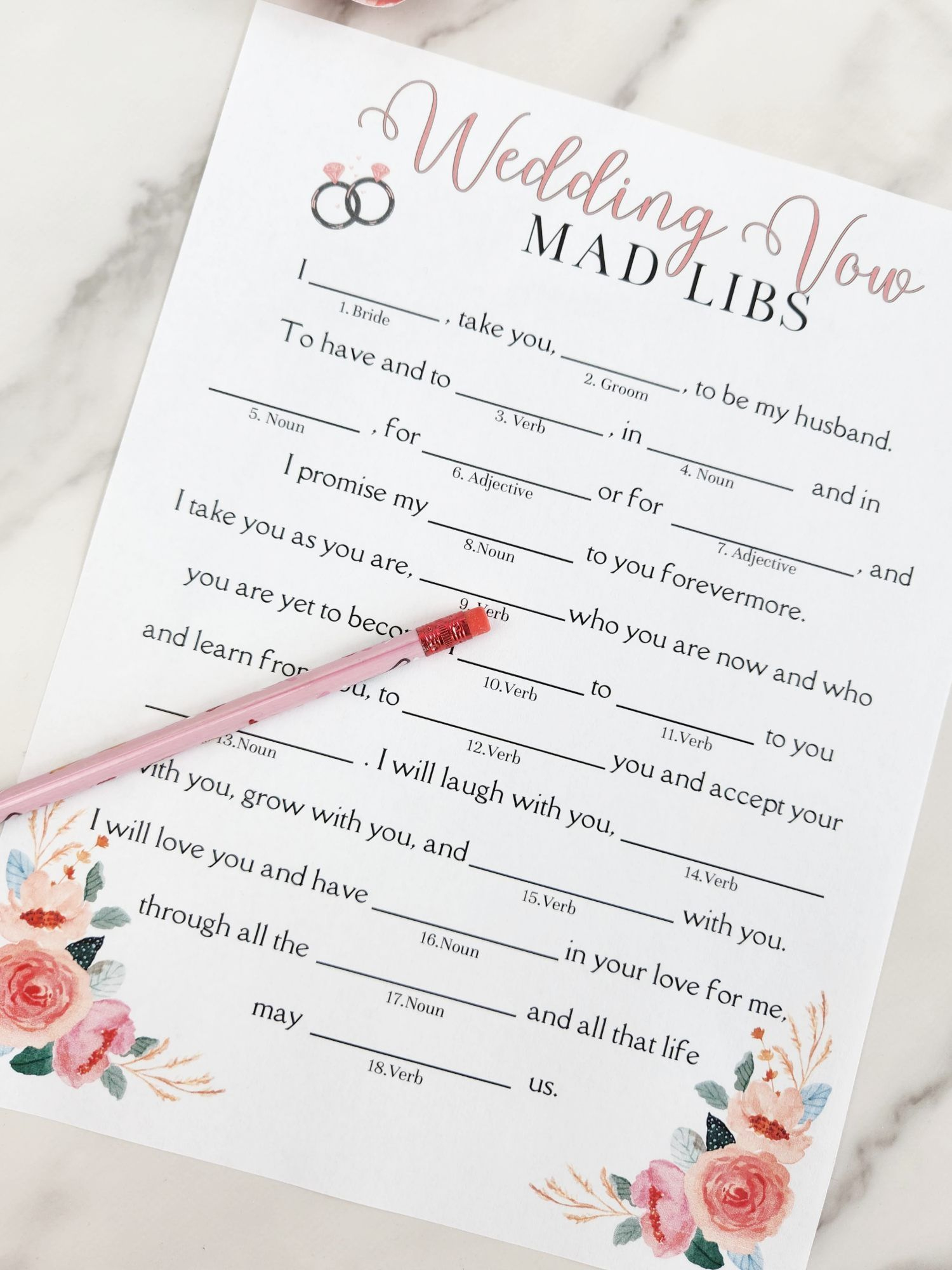 Fun Mad Libs For Bridal Shower Free Printable throughout Wedding Vow Mad Libs Free Printable